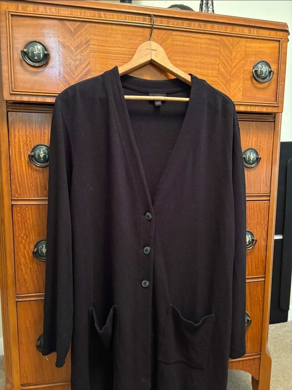 J. Jill Black Sweater Button Up Cozy Cardigan Size XL